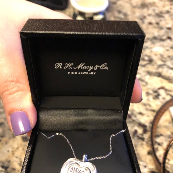New in Box silver and 10k gold diamond necklace